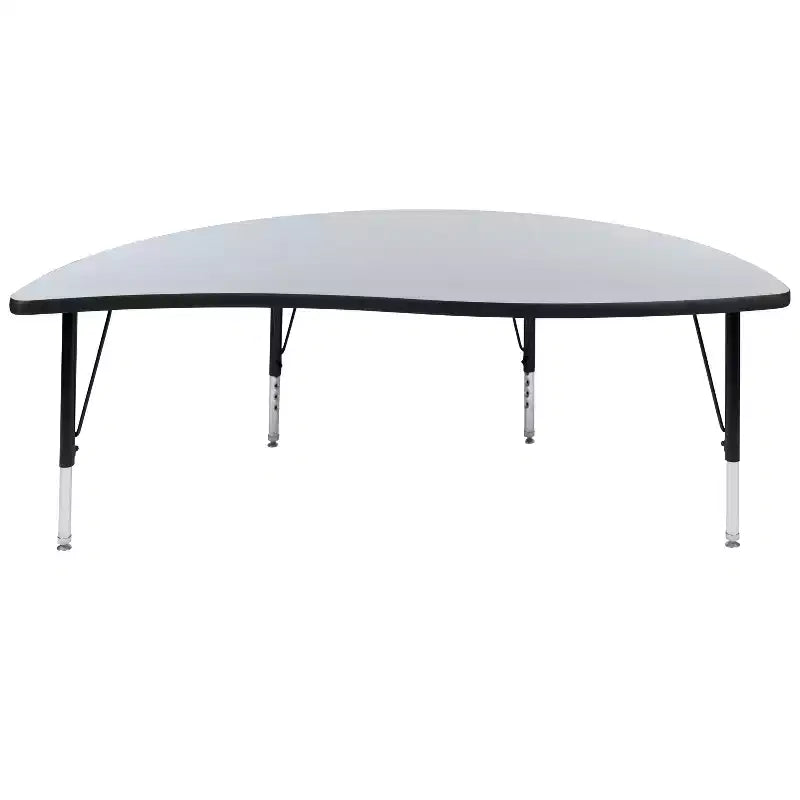 Emma and Oliver 60 Half Circle Wave Collaborative Grey Kids Adjustable Height Activity Table