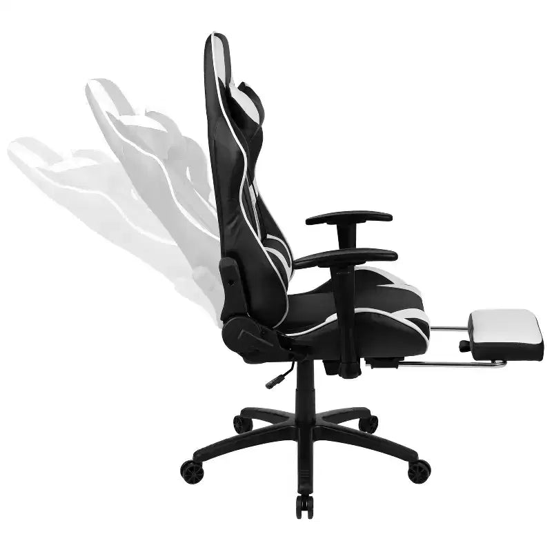 Emma and Oliver Gaming Desk Set - Cup/Headset Holder/Reclining & Footrest