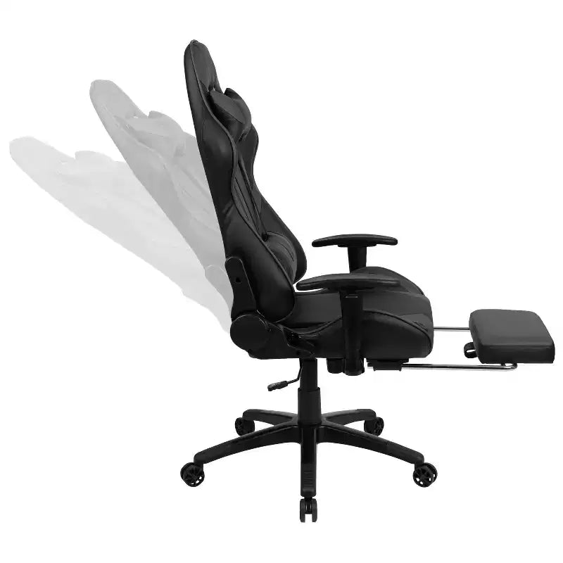Emma and Oliver Gaming Desk Set - Cup/Headset Holder/Reclining & Footrest