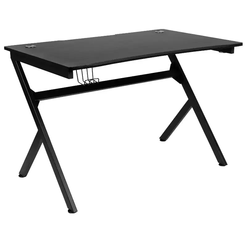 Emma and Oliver Gaming Desk Set - Cup/Headset Holder/Reclining & Footrest