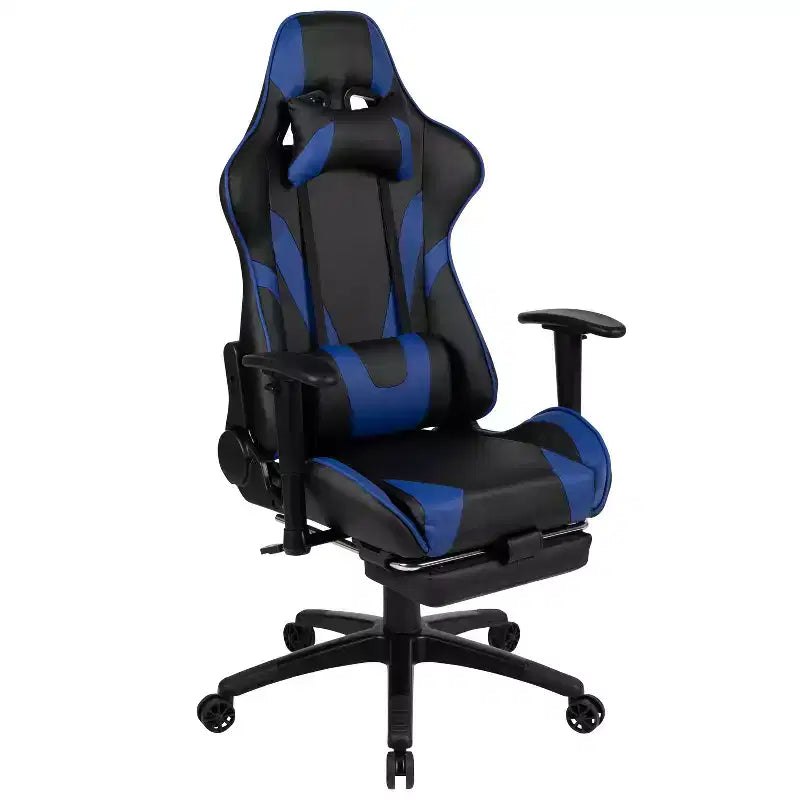 Emma and Oliver Gaming Desk Set - Cup/Headset Holder/Reclining & Footrest