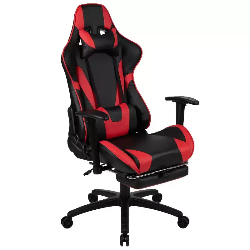 Emma and Oliver Gaming Desk Set - Cup/Headset Holder/Reclining & Footrest