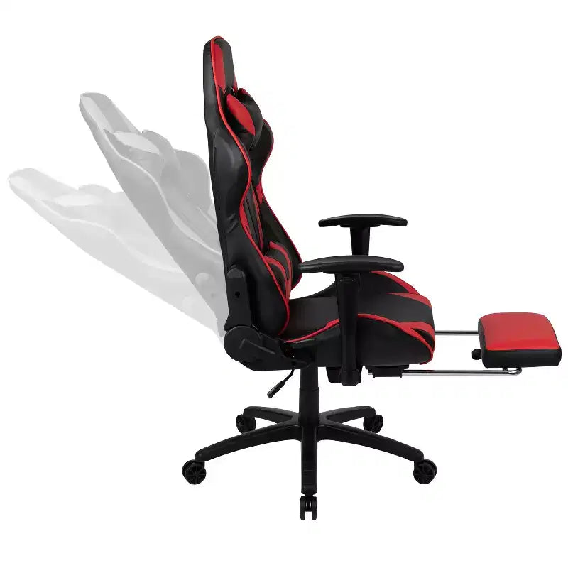 Emma and Oliver Gaming Desk Set - Cup/Headset Holder/Reclining & Footrest