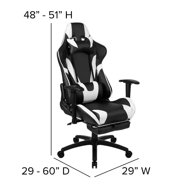 Emma and Oliver Gaming Desk Set - Cup/Headset Holder/Reclining & Footrest