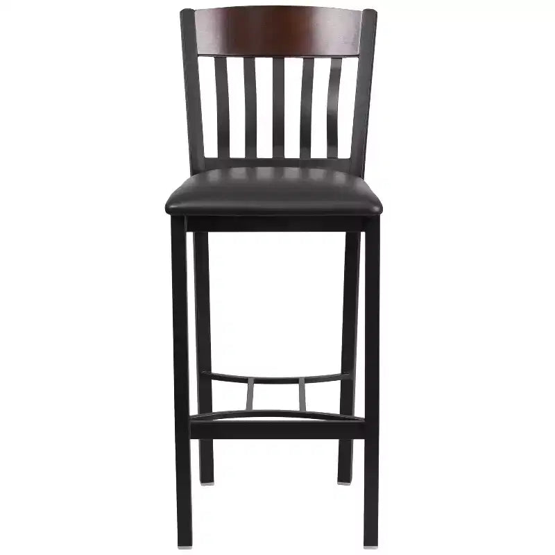 Emma and Oliver Vertical Back Metal/Wood Restaurant Dining Barstool