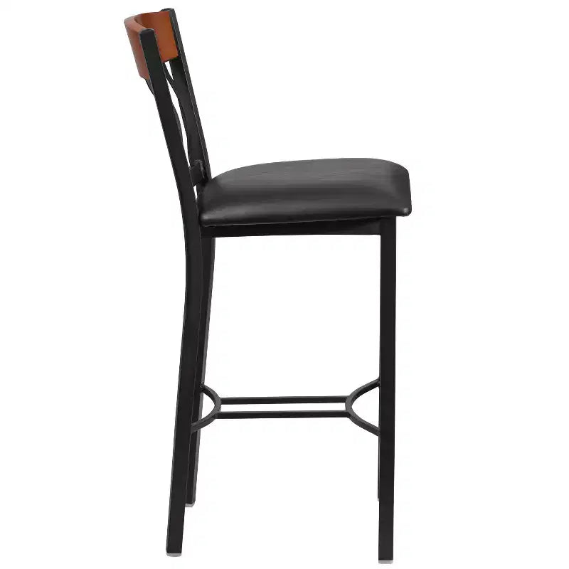 Emma and Oliver Vertical Back Metal/Wood Restaurant Dining Barstool