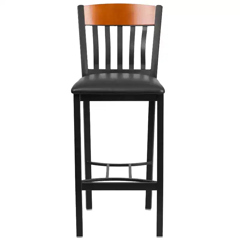Emma and Oliver Vertical Back Metal/Wood Restaurant Dining Barstool