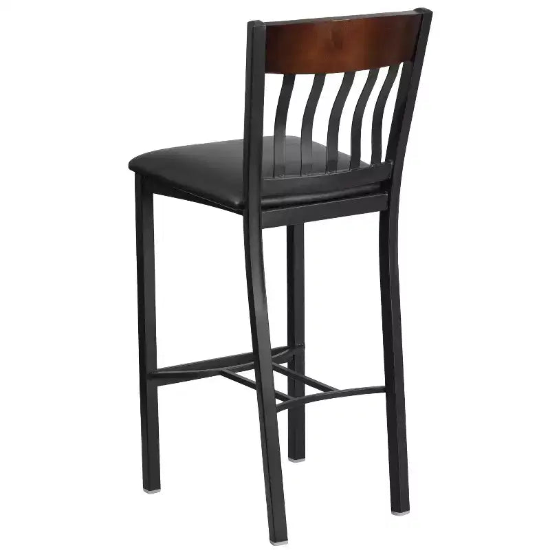 Emma and Oliver Vertical Back Metal/Wood Restaurant Dining Barstool