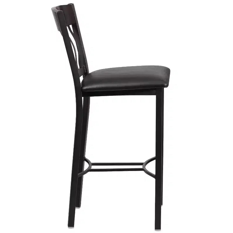 Emma and Oliver Vertical Back Metal/Wood Restaurant Dining Barstool