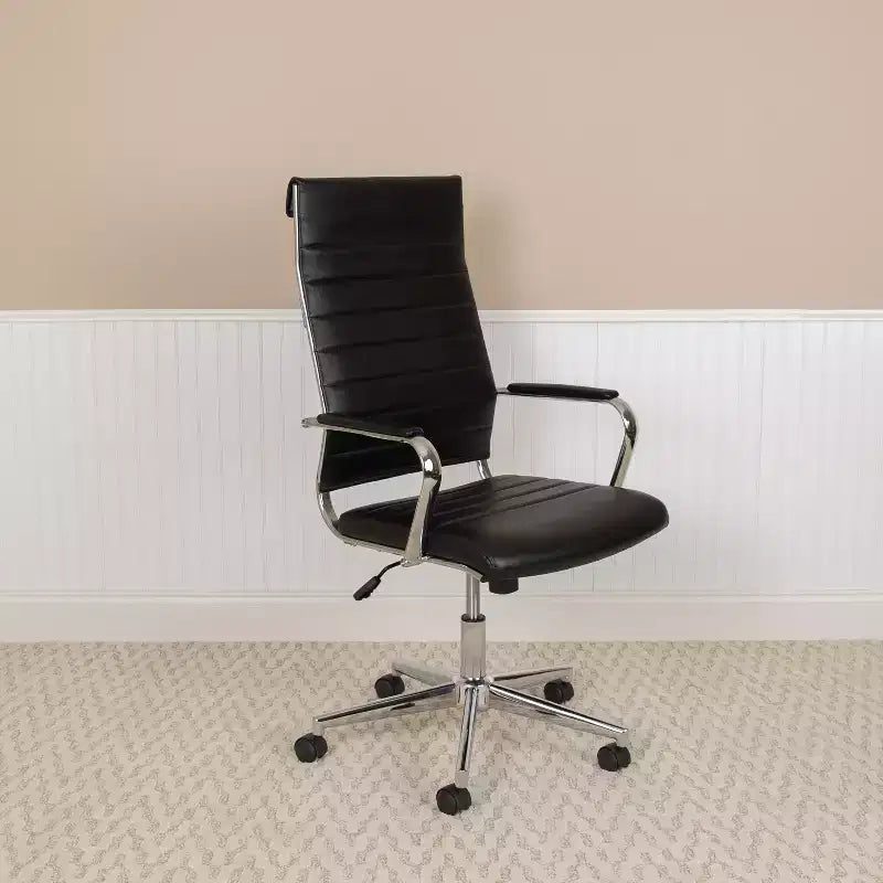 Emma and Oliver High Back LeatherSoft Ribbed Executive Swivel Office Chair - Desk Chair