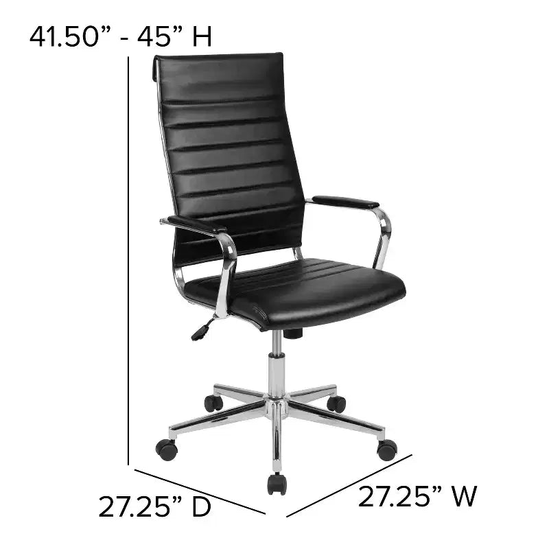 Emma and Oliver High Back LeatherSoft Ribbed Executive Swivel Office Chair - Desk Chair