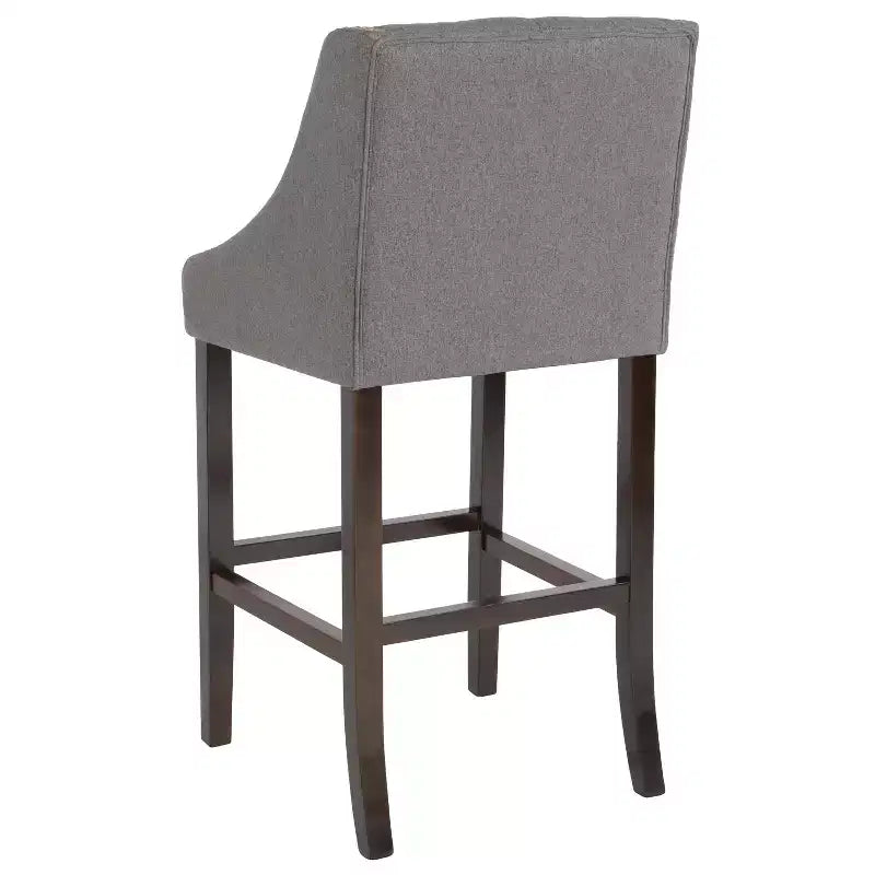 Emma and Oliver 30H Transitional Tufted Upholstered Walnut Barstool-Accent Nails