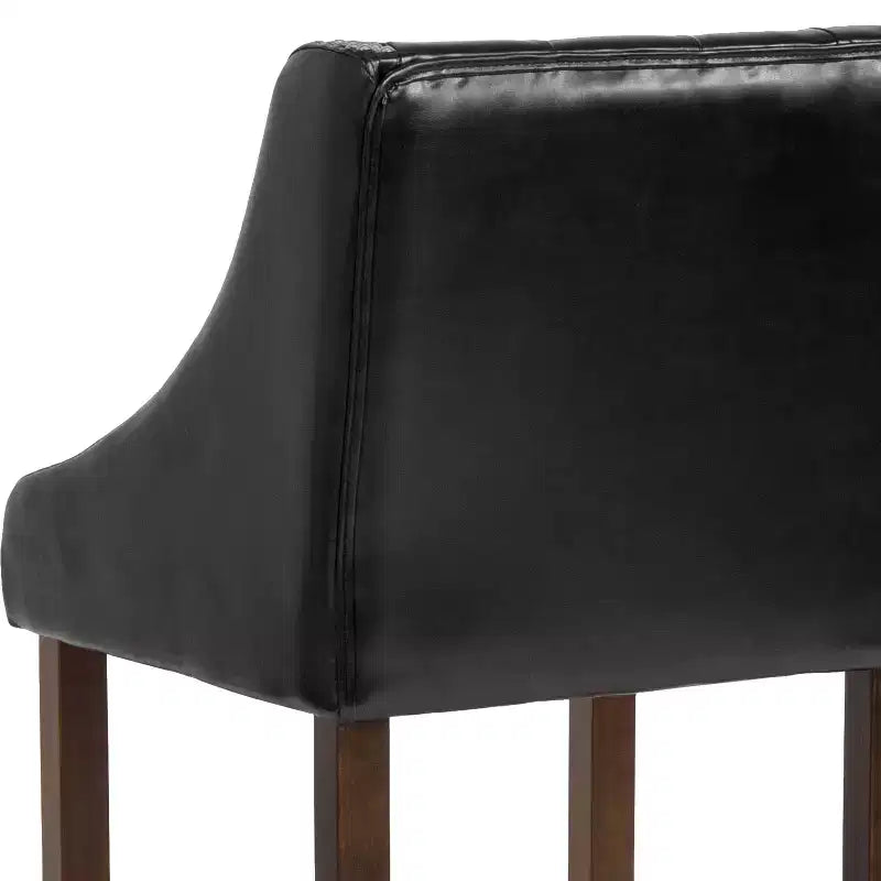 Emma and Oliver 30H Transitional Tufted Upholstered Walnut Barstool-Accent Nails