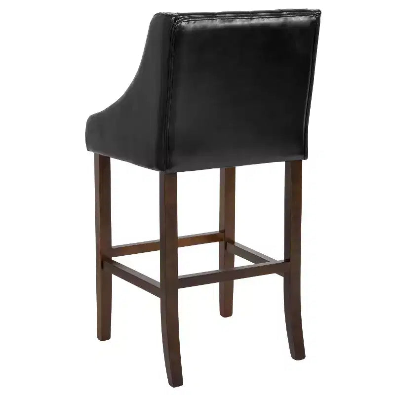Emma and Oliver 30H Transitional Tufted Upholstered Walnut Barstool-Accent Nails
