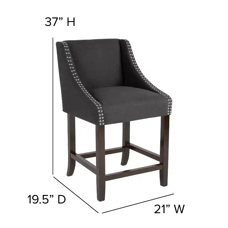Emma and Oliver 24H Transitional Walnut Counter Stool w/ Accent Nail Trim