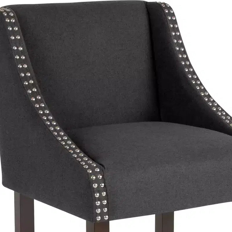 Emma and Oliver 24H Transitional Walnut Counter Stool w/ Accent Nail Trim
