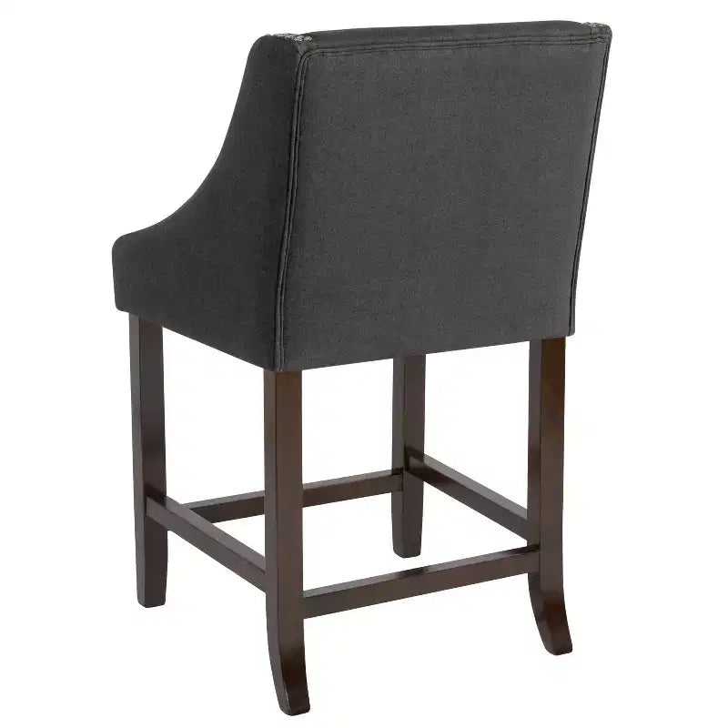 Emma and Oliver 24H Transitional Walnut Counter Stool w/ Accent Nail Trim