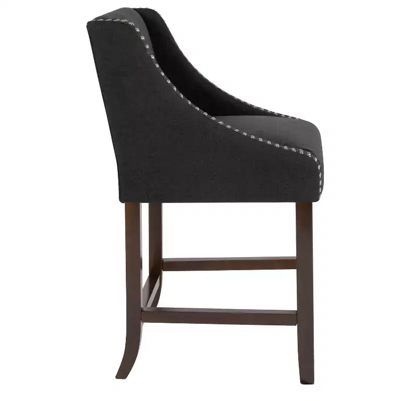 Emma and Oliver 24H Transitional Walnut Counter Stool w/ Accent Nail Trim