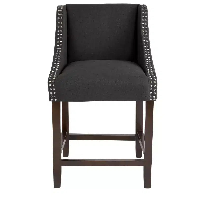 Emma and Oliver 24H Transitional Walnut Counter Stool w/ Accent Nail Trim