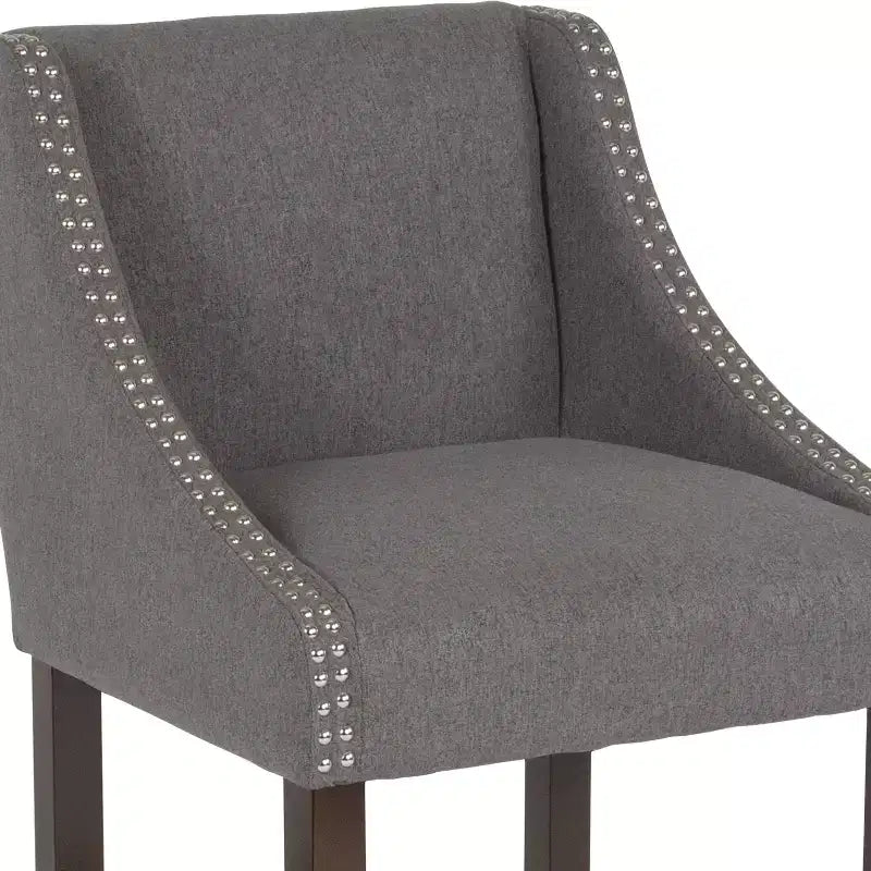 Emma and Oliver 24H Transitional Walnut Counter Stool w/ Accent Nail Trim