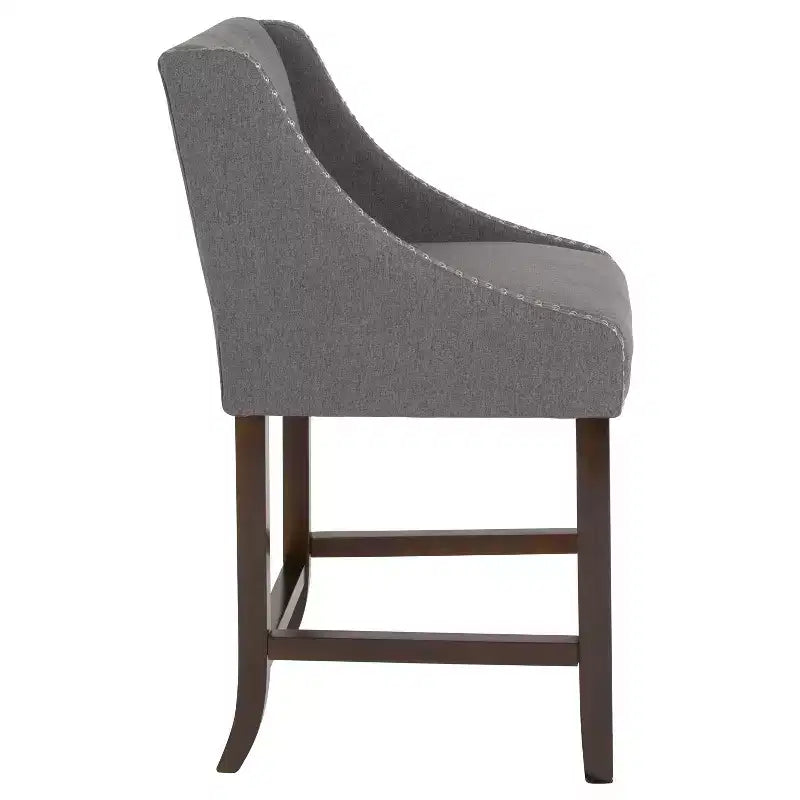 Emma and Oliver 24H Transitional Walnut Counter Stool w/ Accent Nail Trim