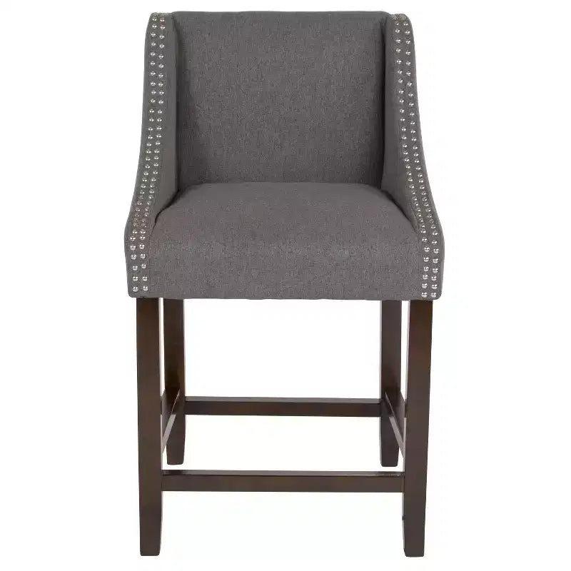 Emma and Oliver 24H Transitional Walnut Counter Stool w/ Accent Nail Trim