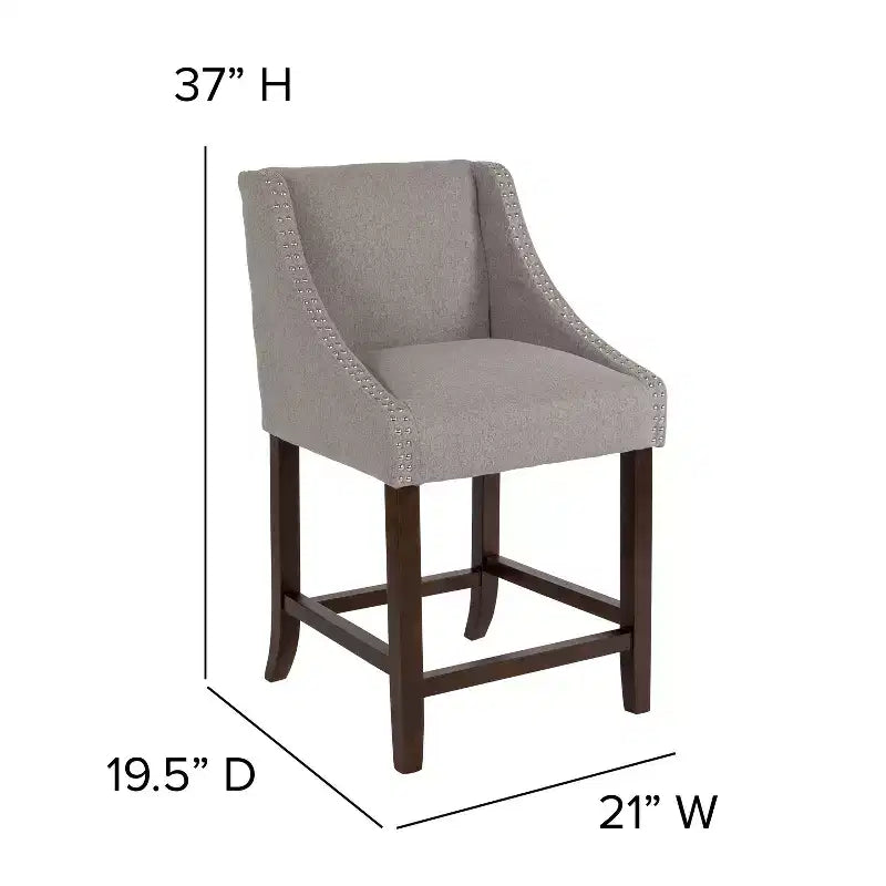 Emma and Oliver 24H Transitional Walnut Counter Stool w/ Accent Nail Trim