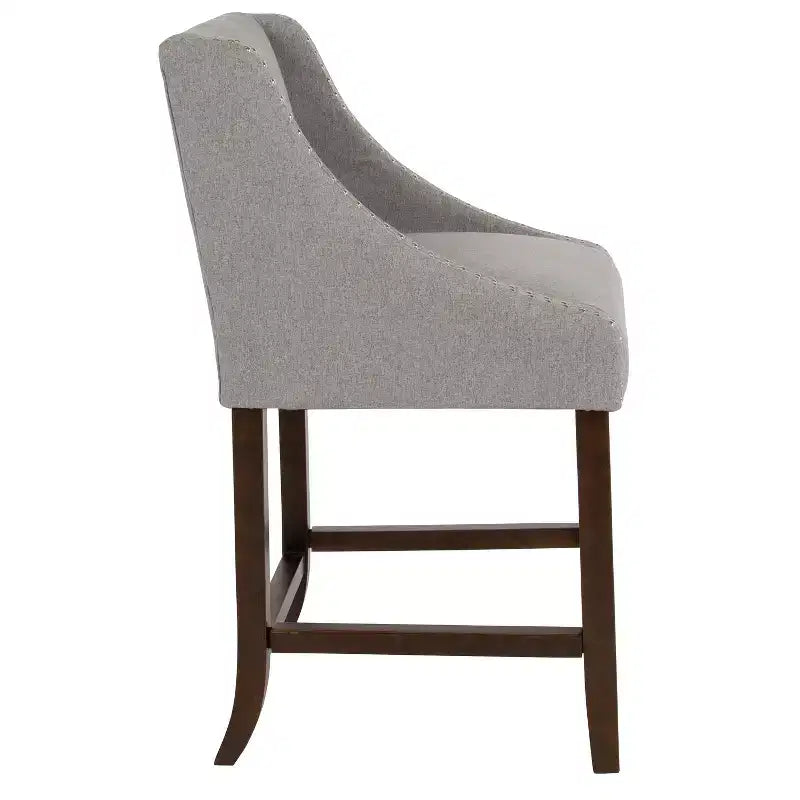 Emma and Oliver 24H Transitional Walnut Counter Stool w/ Accent Nail Trim