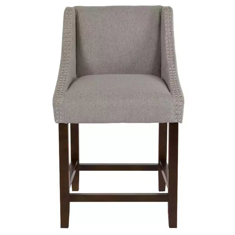 Emma and Oliver 24H Transitional Walnut Counter Stool w/ Accent Nail Trim