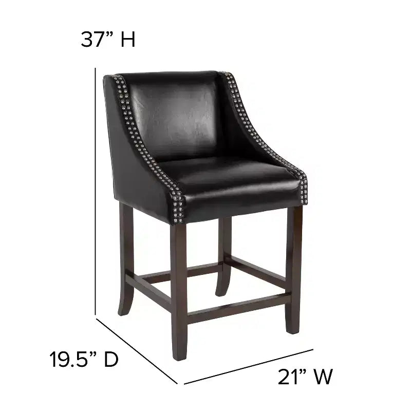 Emma and Oliver 24H Transitional Walnut Counter Stool w/ Accent Nail Trim