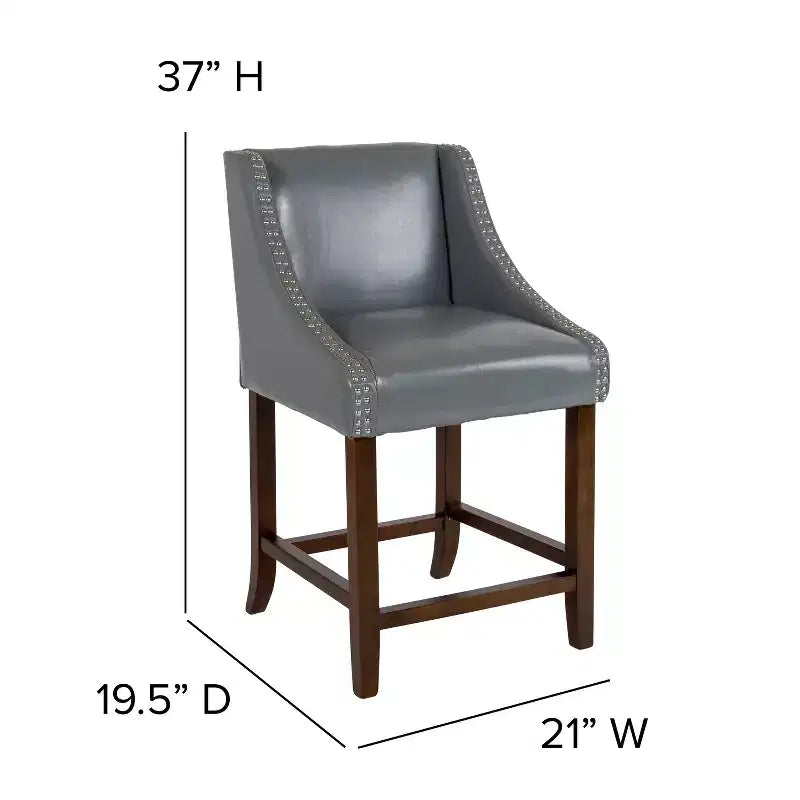 Emma and Oliver 24H Transitional Walnut Counter Stool w/ Accent Nail Trim