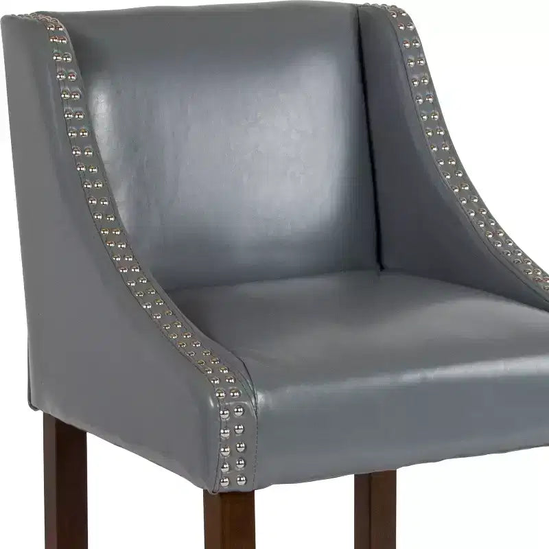 Emma and Oliver 24H Transitional Walnut Counter Stool w/ Accent Nail Trim