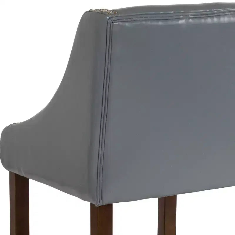 Emma and Oliver 24H Transitional Walnut Counter Stool w/ Accent Nail Trim