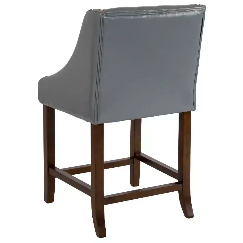 Emma and Oliver 24H Transitional Walnut Counter Stool w/ Accent Nail Trim