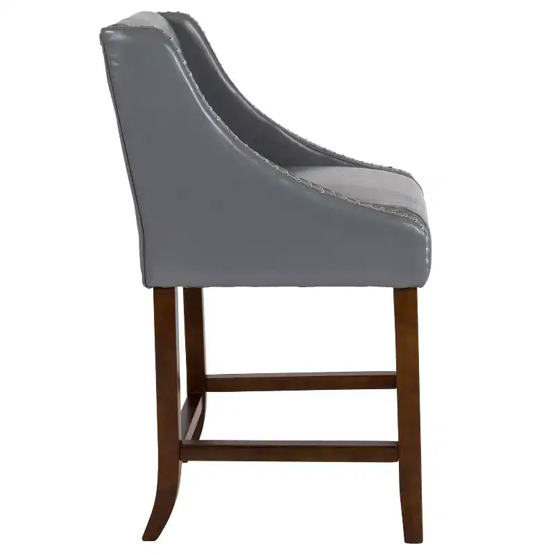 Emma and Oliver 24H Transitional Walnut Counter Stool w/ Accent Nail Trim