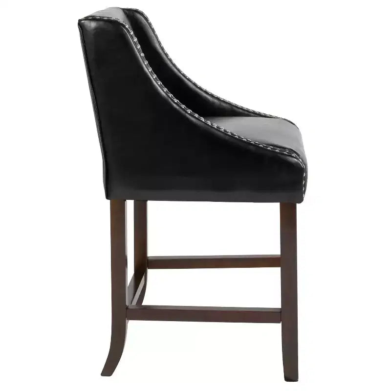 Emma and Oliver 24H Transitional Walnut Counter Stool w/ Accent Nail Trim