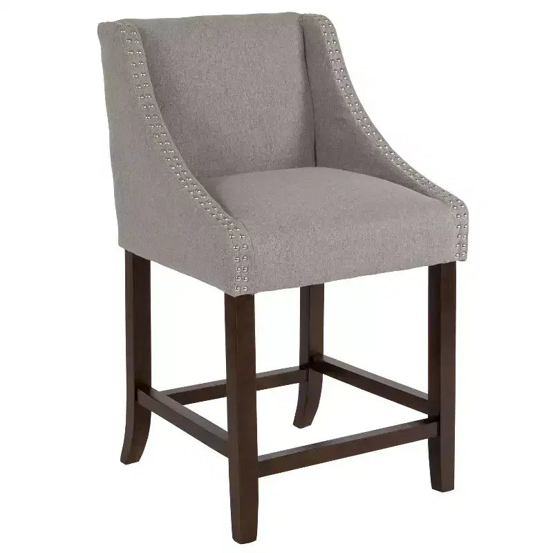 Emma and Oliver 24H Transitional Walnut Counter Stool w/ Accent Nail Trim