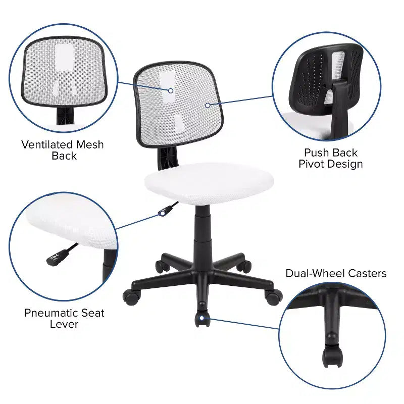 Emma and Oliver Mid-Back Mesh Swivel Task Office Chair with Pivot Back