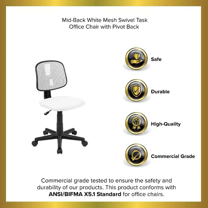 Emma and Oliver Mid-Back Mesh Swivel Task Office Chair with Pivot Back