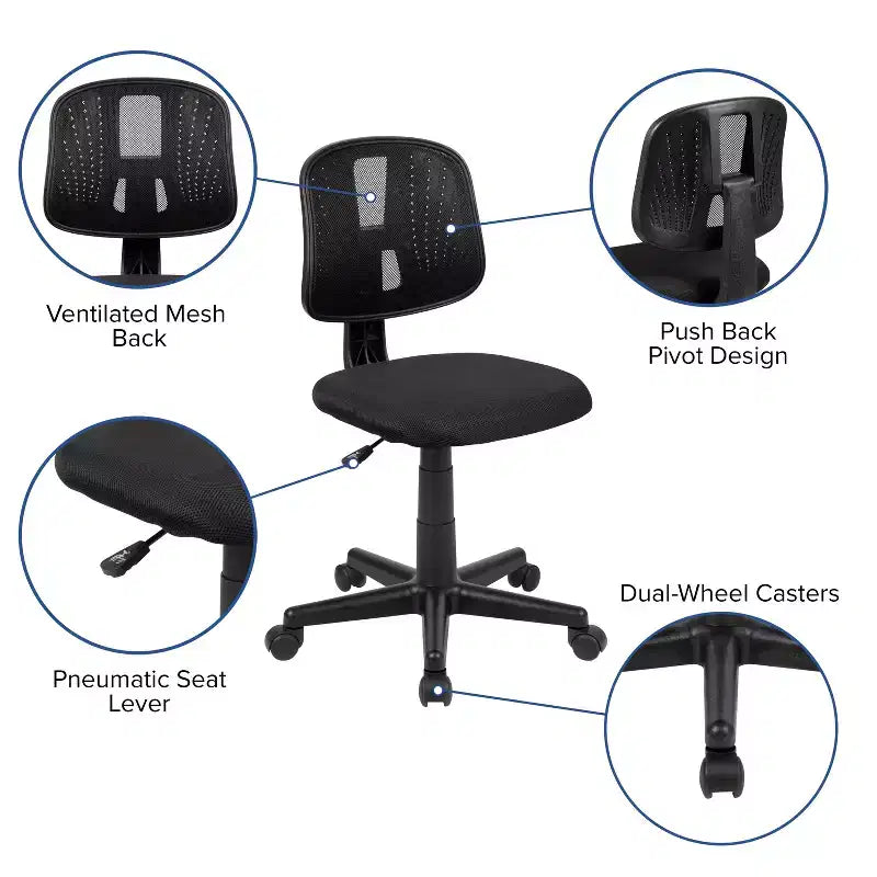 Emma and Oliver Mid-Back Mesh Swivel Task Office Chair with Pivot Back