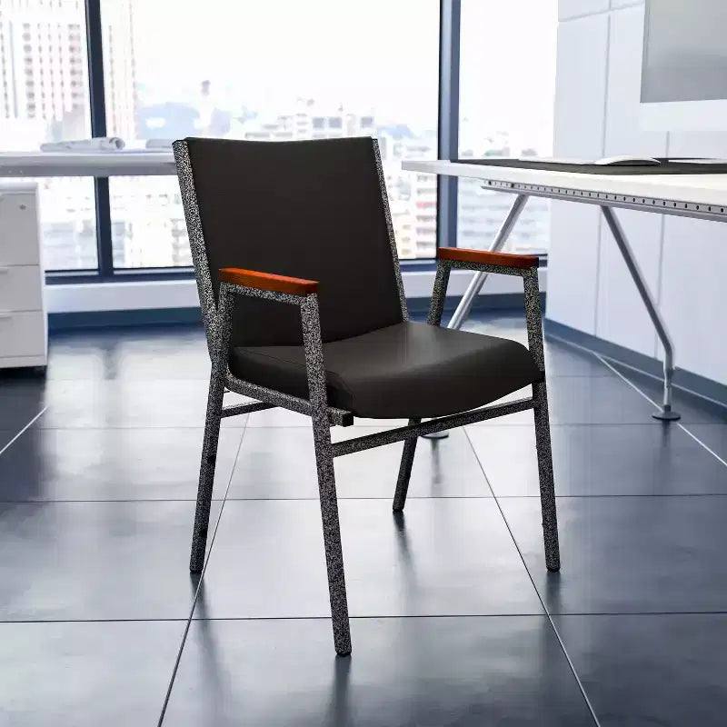 Emma and Oliver Heavy Duty Reception/Guest Stack Chair with Arms