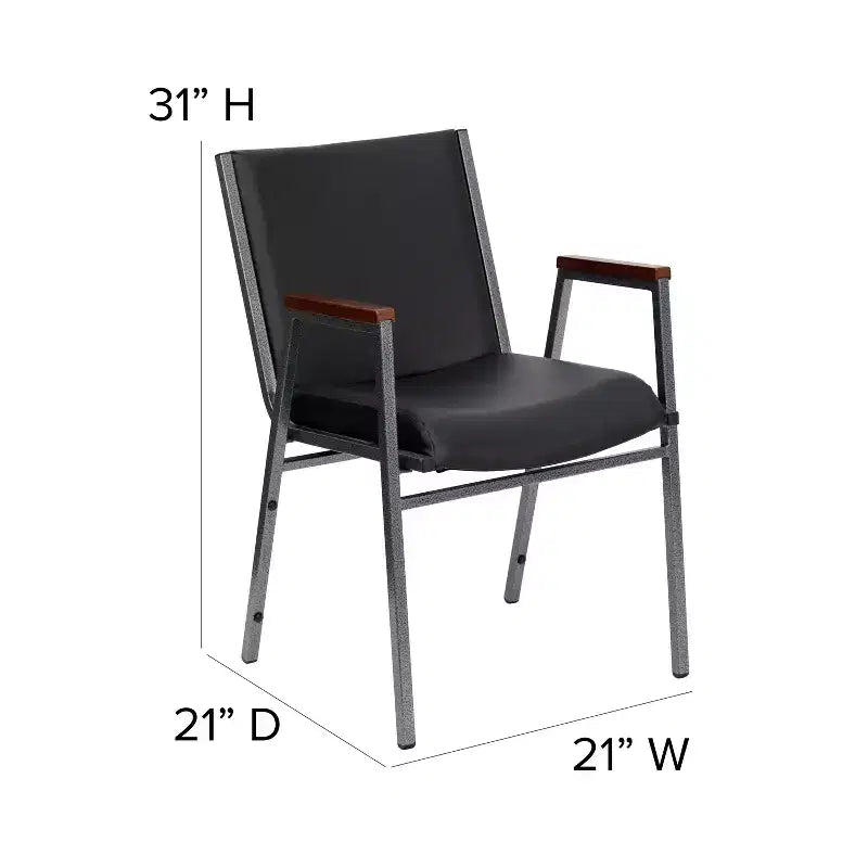 Emma and Oliver Heavy Duty Reception/Guest Stack Chair with Arms