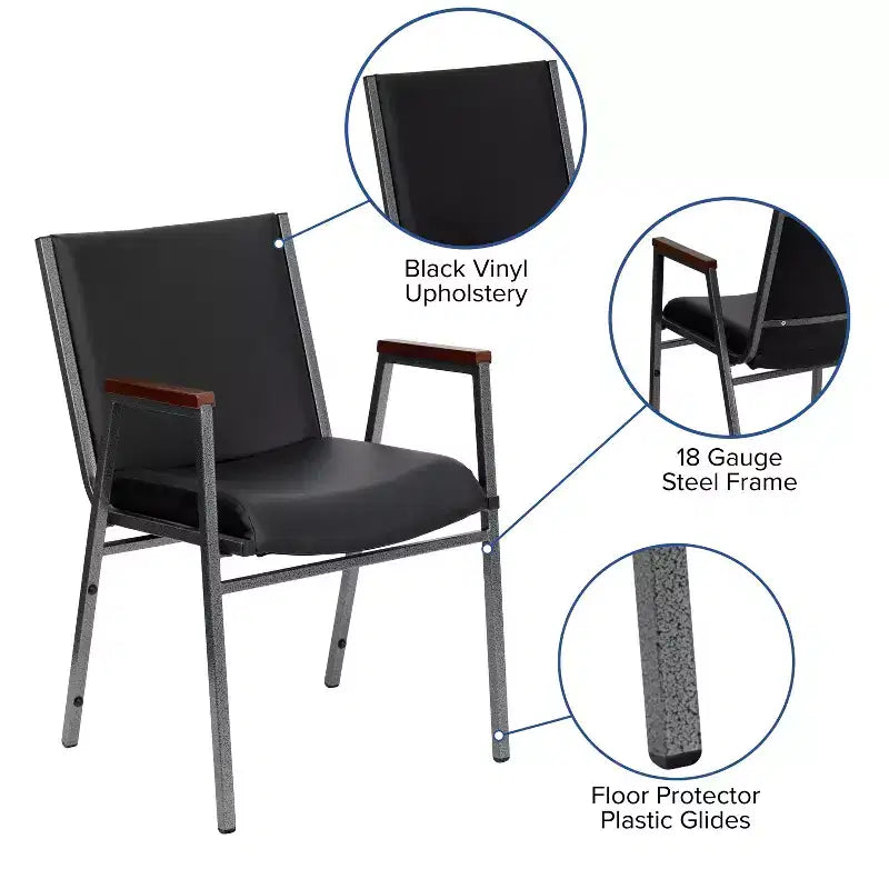 Emma and Oliver Heavy Duty Reception/Guest Stack Chair with Arms