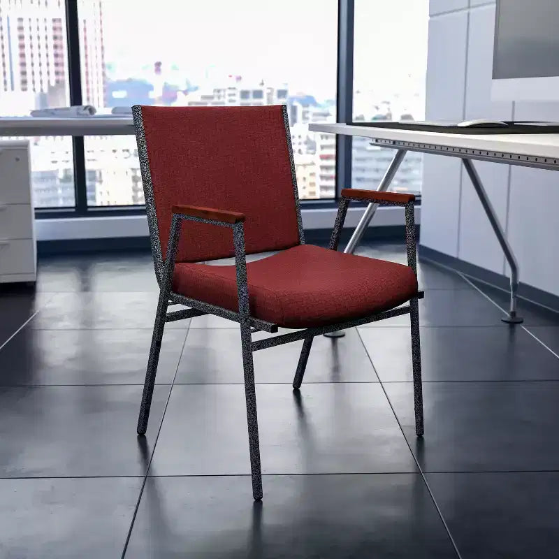 Emma and Oliver Heavy Duty Reception/Guest Stack Chair with Arms