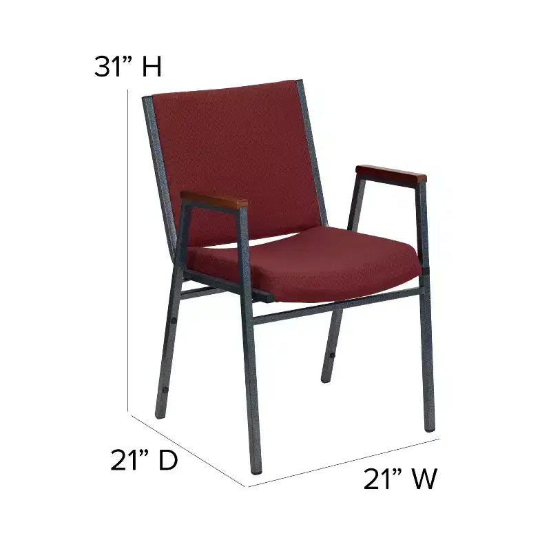 Emma and Oliver Heavy Duty Reception/Guest Stack Chair with Arms