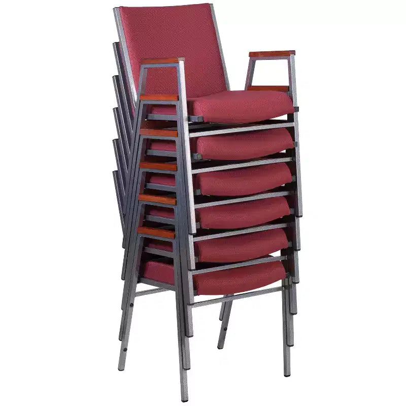 Emma and Oliver Heavy Duty Reception/Guest Stack Chair with Arms
