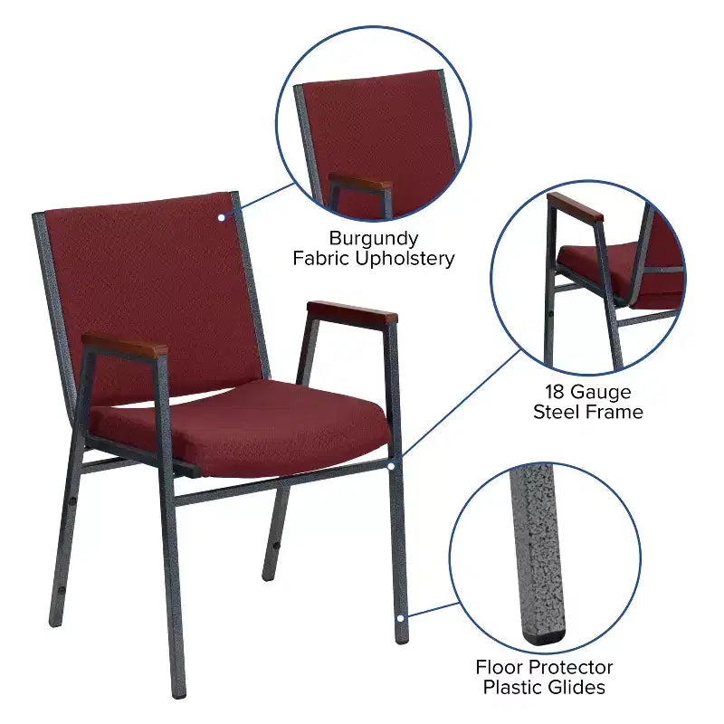 Emma and Oliver Heavy Duty Reception/Guest Stack Chair with Arms