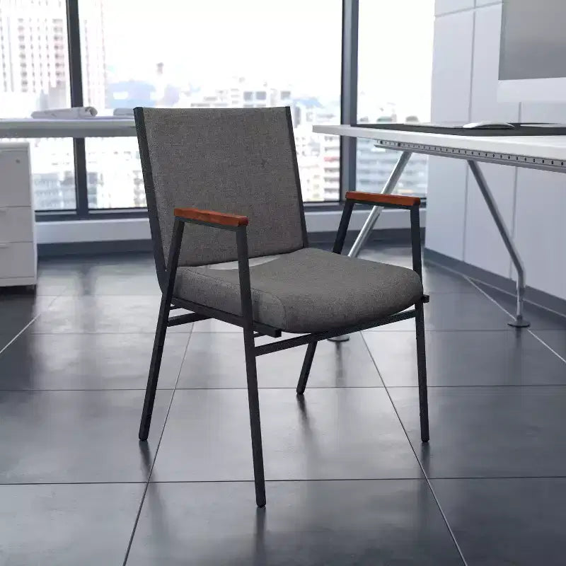 Emma and Oliver Heavy Duty Reception/Guest Stack Chair with Arms