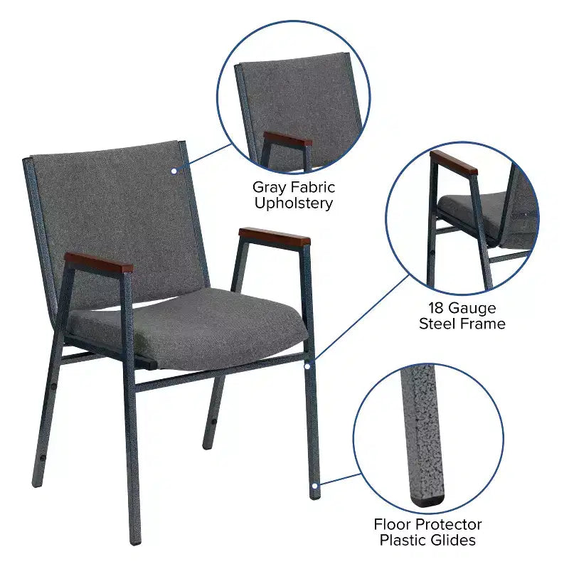 Emma and Oliver Heavy Duty Reception/Guest Stack Chair with Arms