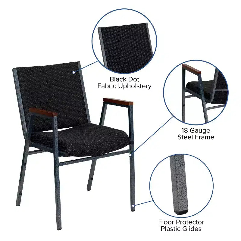 Emma and Oliver Heavy Duty Reception/Guest Stack Chair with Arms